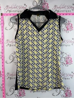 Swing tank top stretchy Sleeveless Patterned V-Neck Tank Top - Yellow/Black